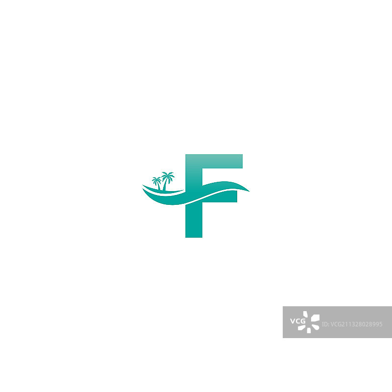 字母F椰树海浪logo图片素材