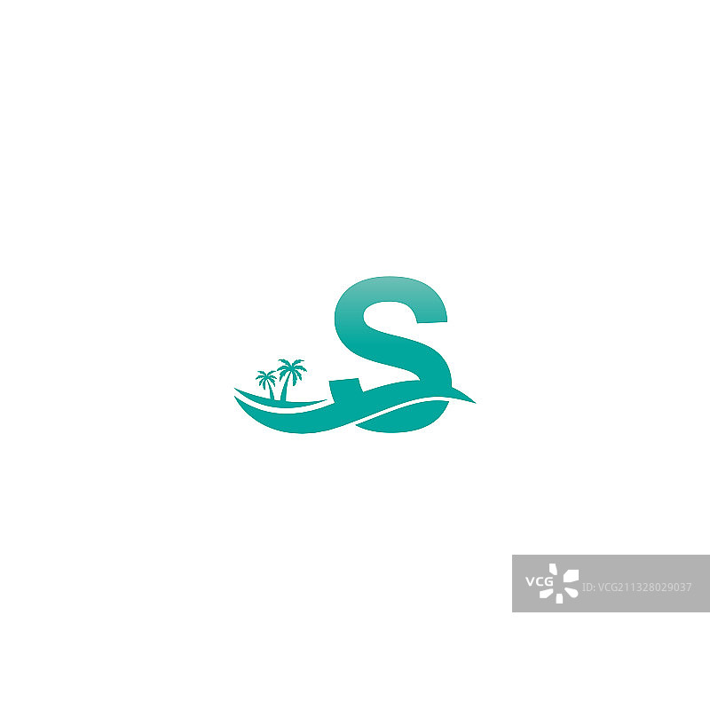 字母S椰子树和水波图标标志图片素材