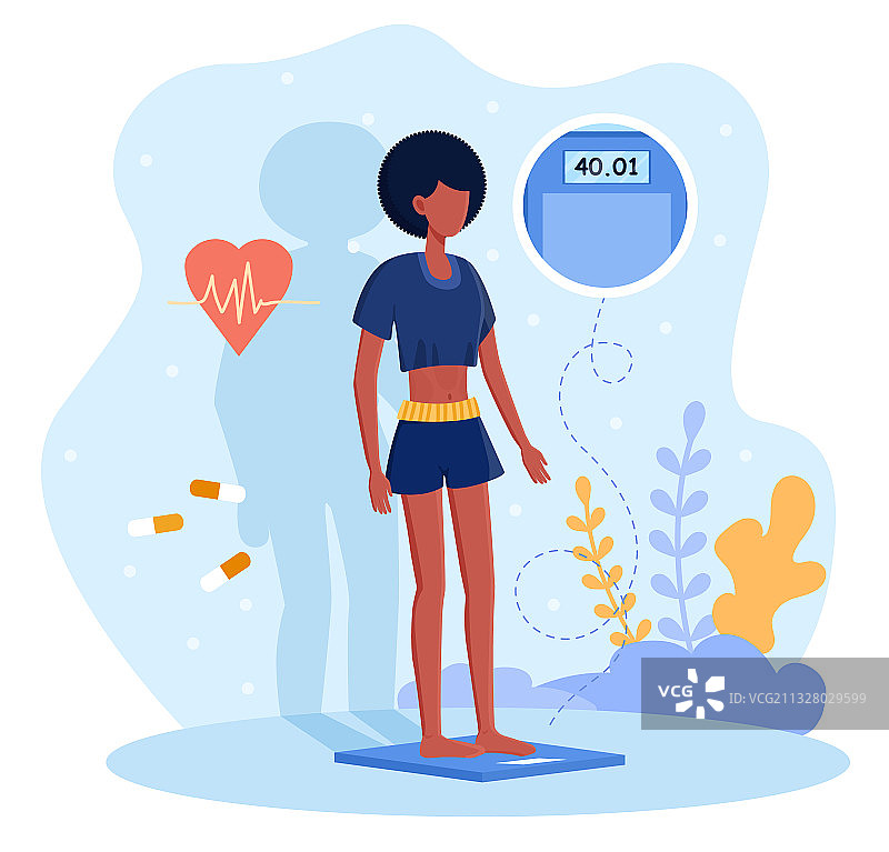 站在浴室秤上的年轻瘦弱女人图片素材