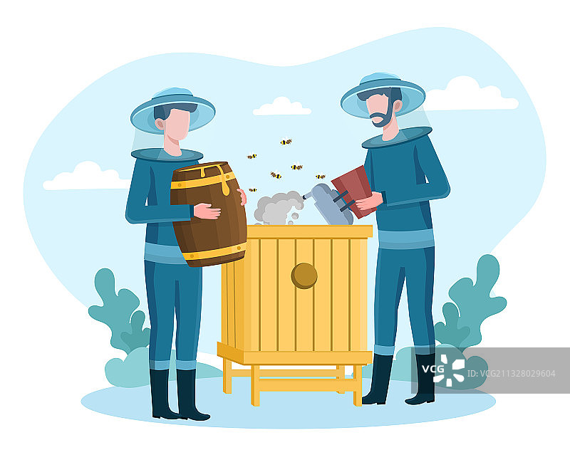 养蜂场的男性养蜂人图片素材