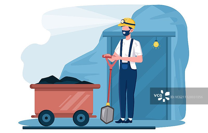 身穿工装的男人在煤矿挖煤图片素材