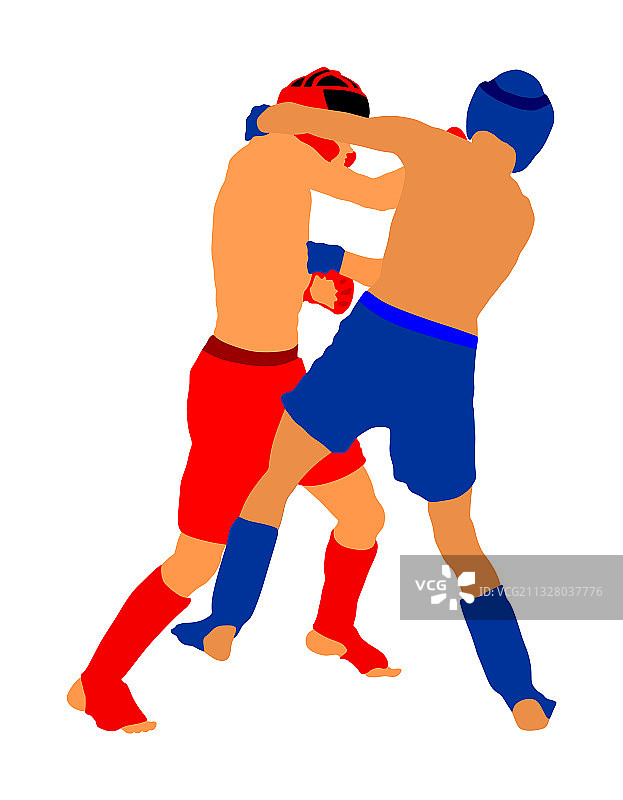 白色背景上的综合格斗选手图片素材