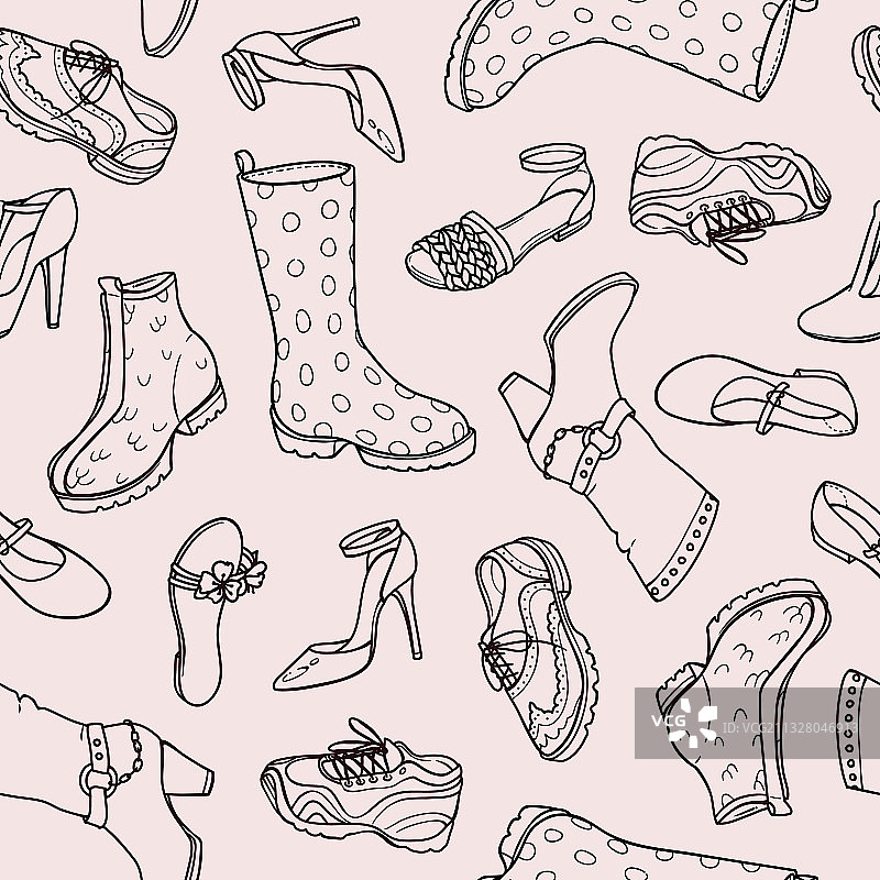 各种鞋子无缝图案图片素材