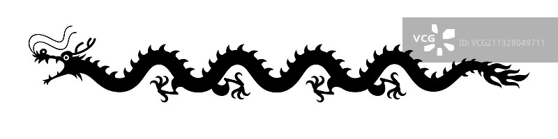 白色背景上的黑色龙图形图片素材