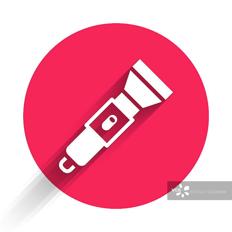 带长阴影的白色手电筒图标图片素材