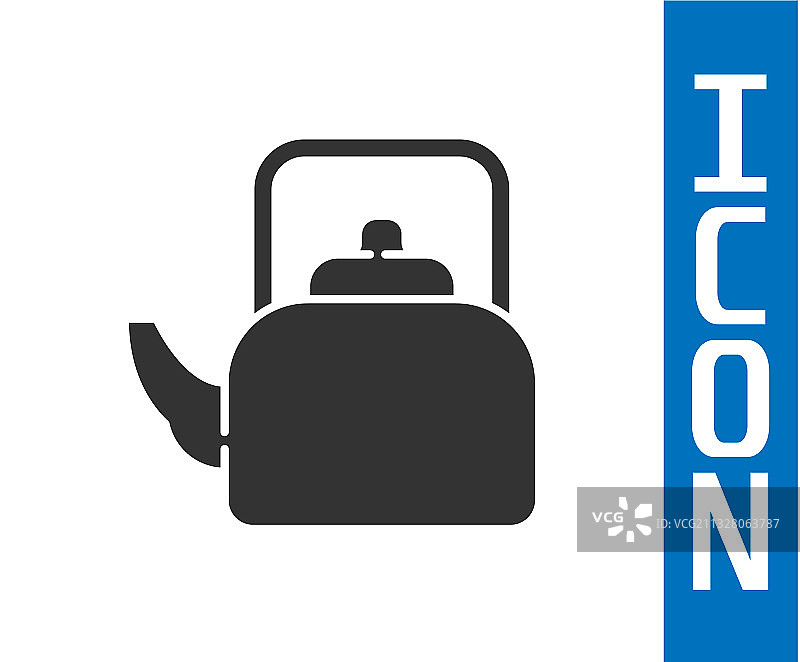白色背景上的灰色手柄水壶图标图片素材