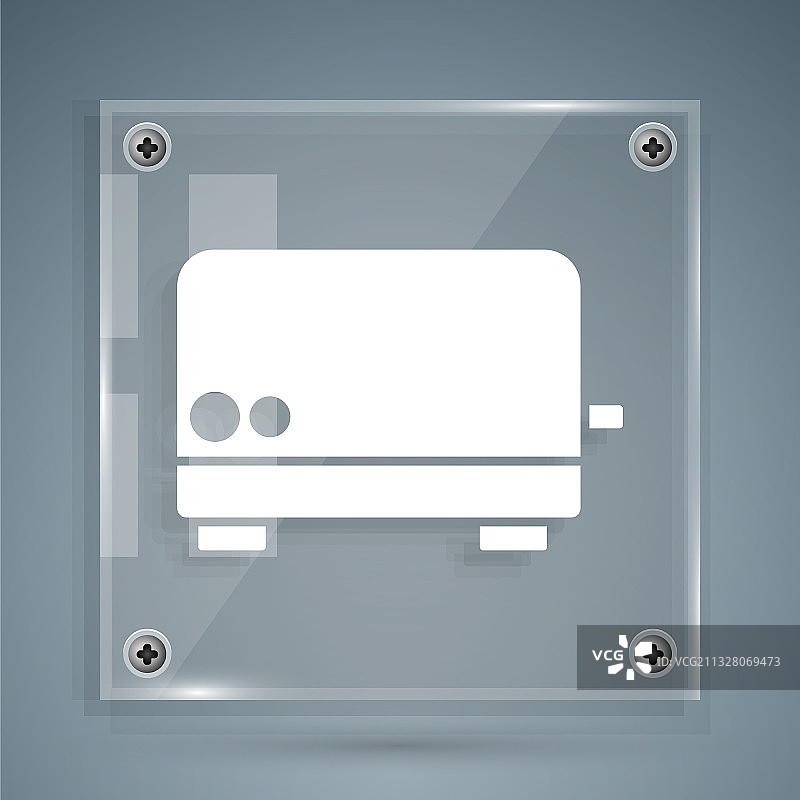 灰色背景上的白色烤面包机图标图片素材