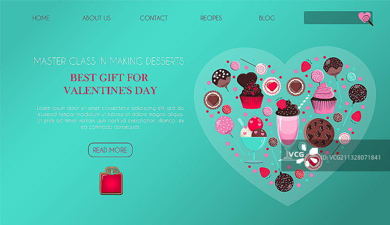 带有情人节礼物的网站页面图片素材