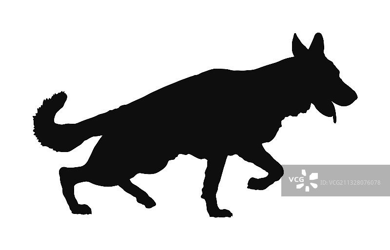 奔跑的德国牧羊犬剪影图片素材