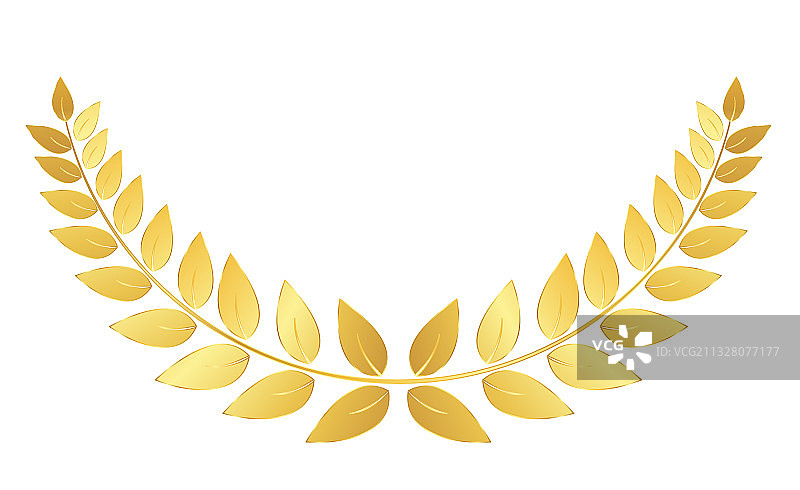 金色月桂花环（白色背景）图片素材