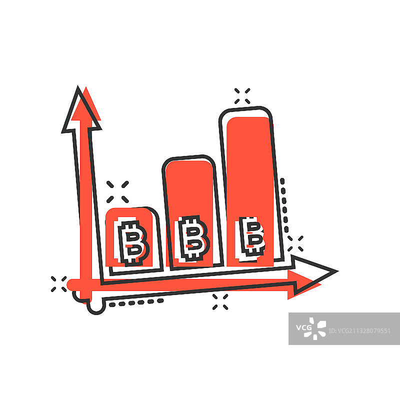 漫画风格的比特币增长区块链图标图片素材