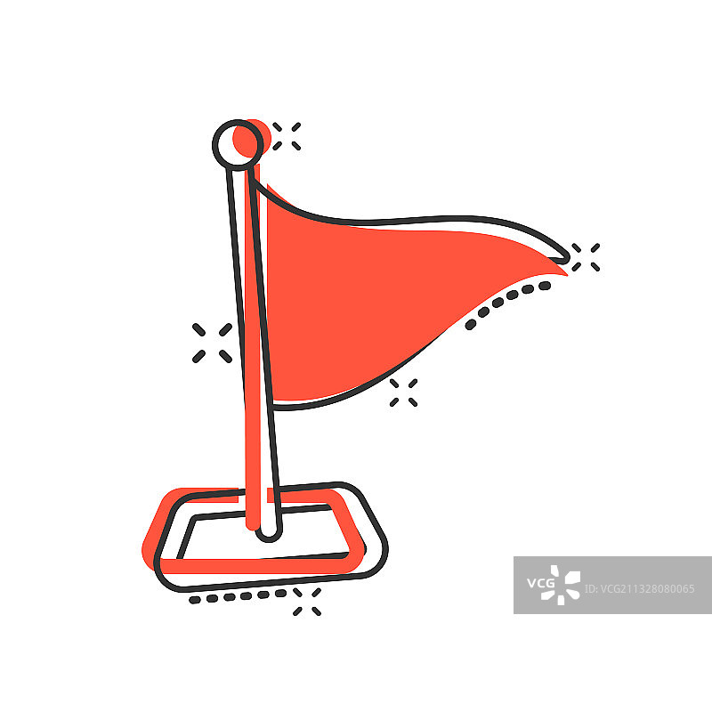 漫画风格旗帜图钉图标图片素材