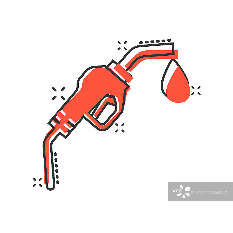 卡通风格加油站中的燃油泵图标图片素材