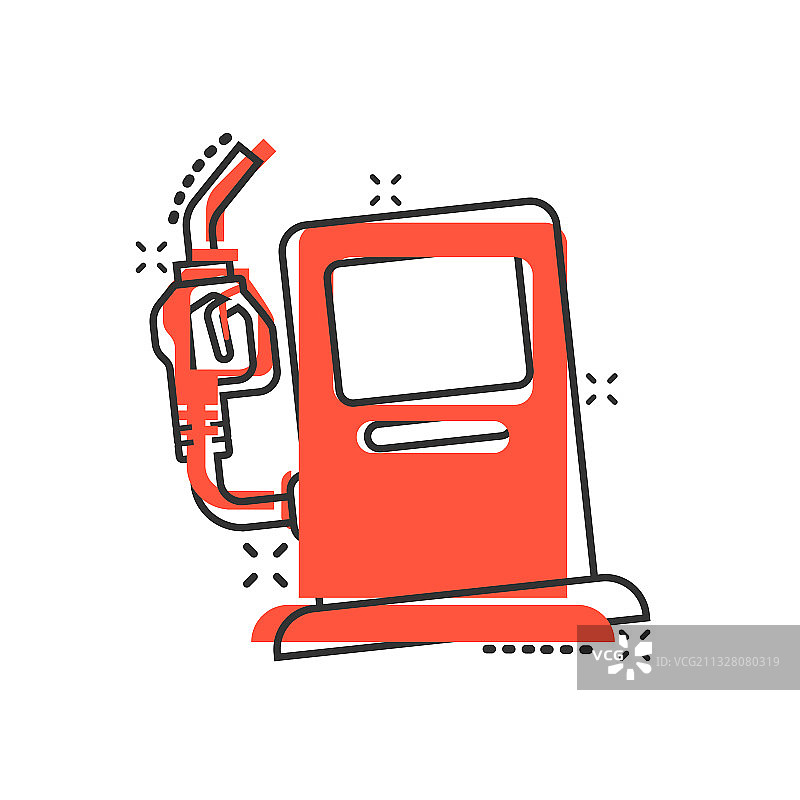 卡通风格加油站中的燃油泵图标图片素材