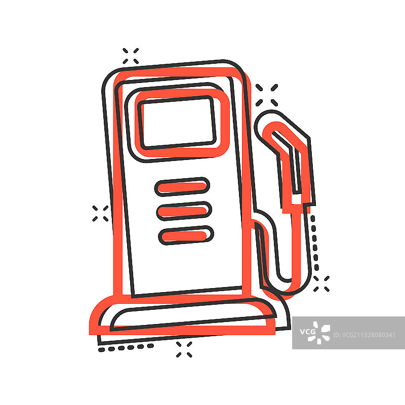 卡通风格加油站中的燃油泵图标图片素材