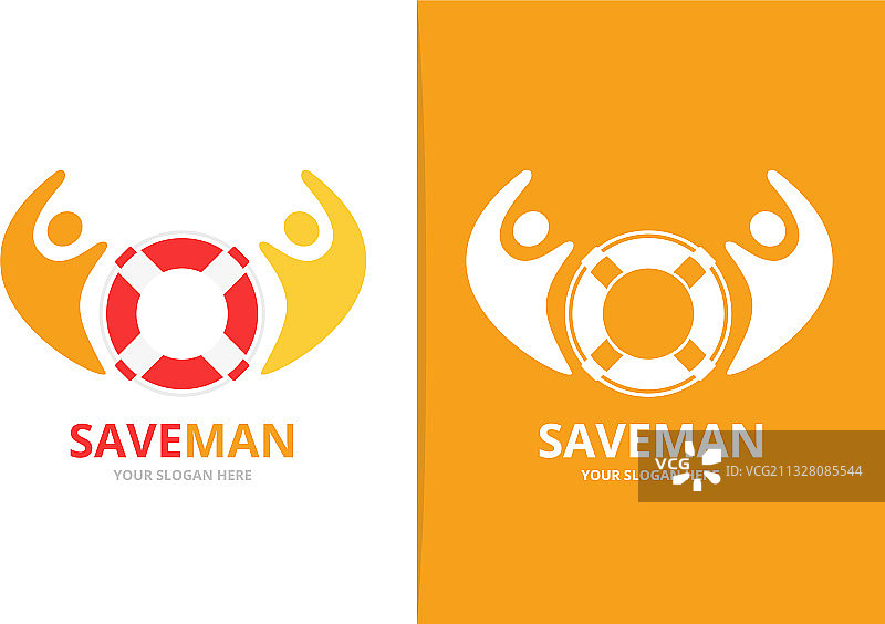 救生圈与人物组合标志图片素材