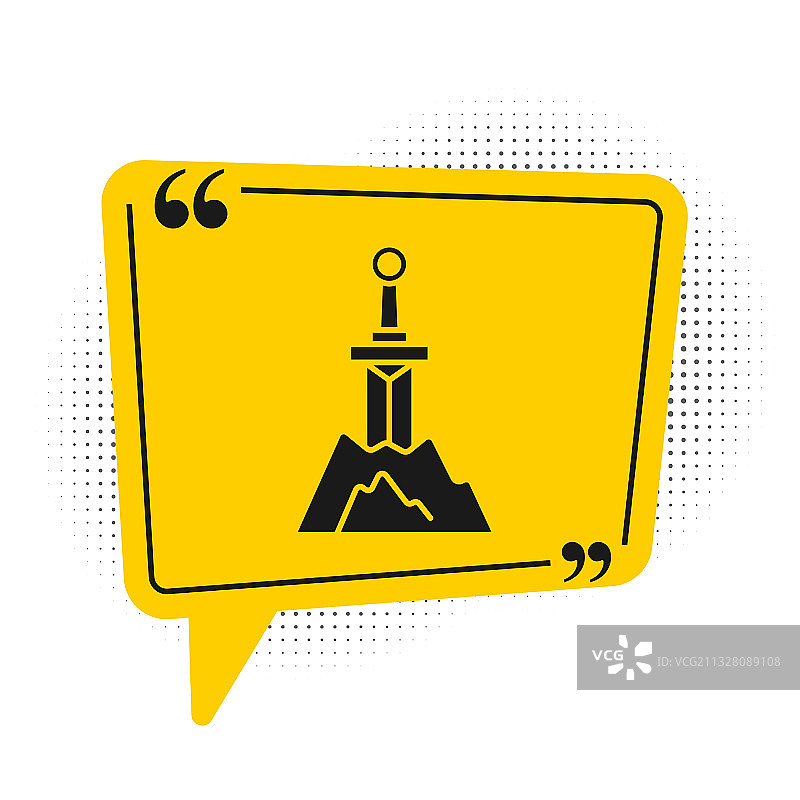 白色背景上隔离的石头中的黑剑图标图片素材