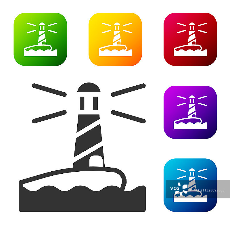 白色背景上的黑色灯塔图标图片素材