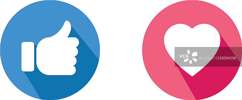 点赞和红心社交媒体图标图片素材