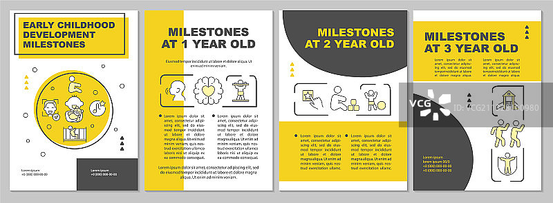 儿童发育里程碑宣传册模板图片素材