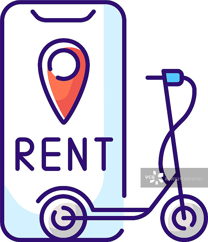 电动滑板车租赁RGB颜色图标图片素材