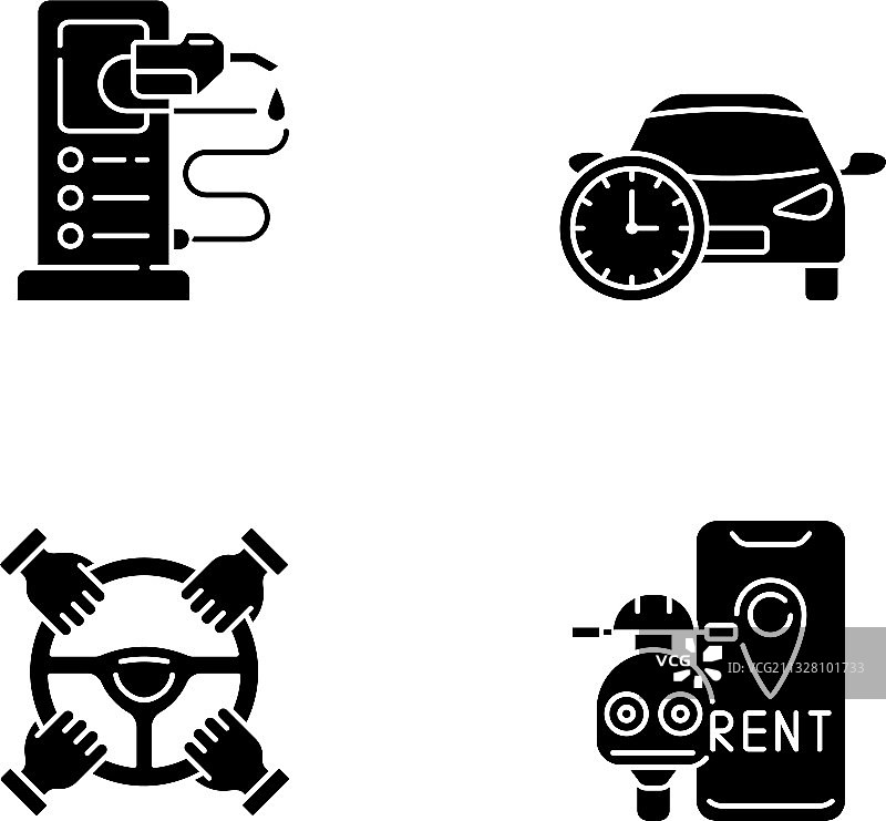 汽车共享和租赁服务黑色图标图片素材