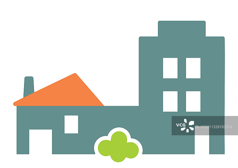 两栋红色屋顶的房子图片素材