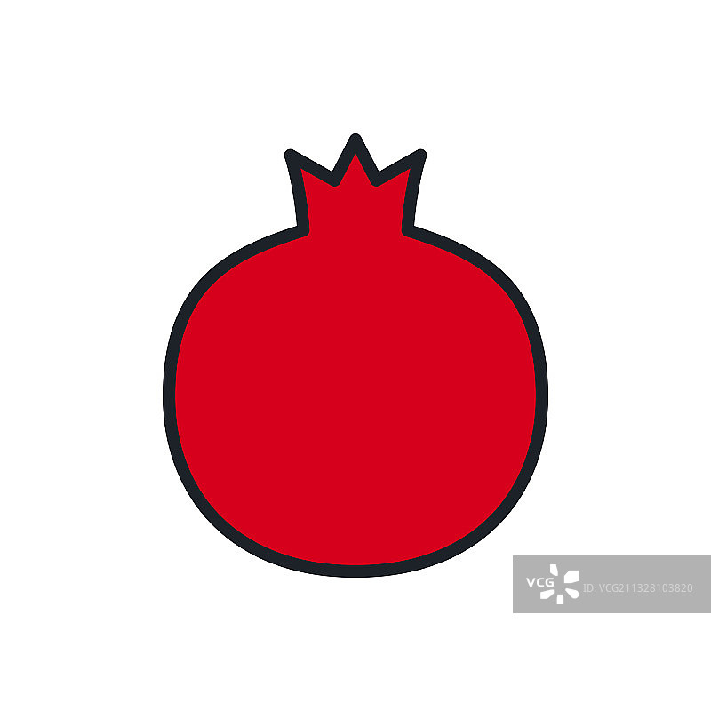 石榴图标线性彩色轮廓图片素材