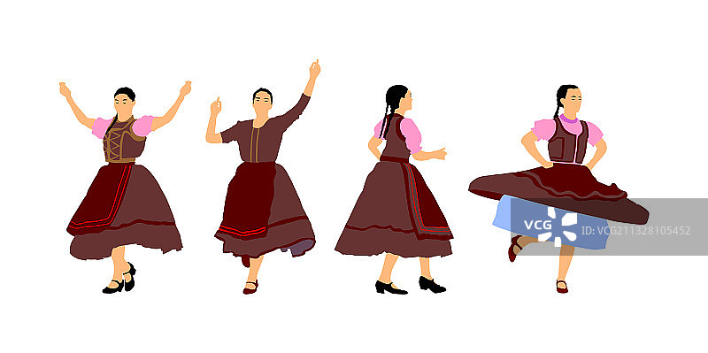 东欧民间恰尔达什舞女孩图片素材