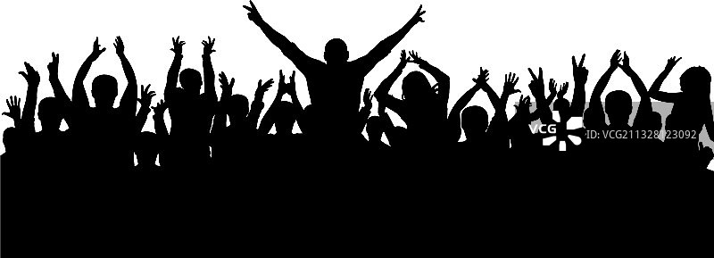 欢呼雀跃的人群剪影图片素材