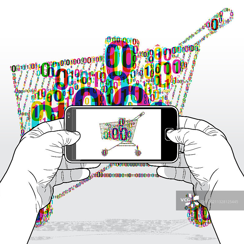 通过智能手机访问的数字购物图片素材