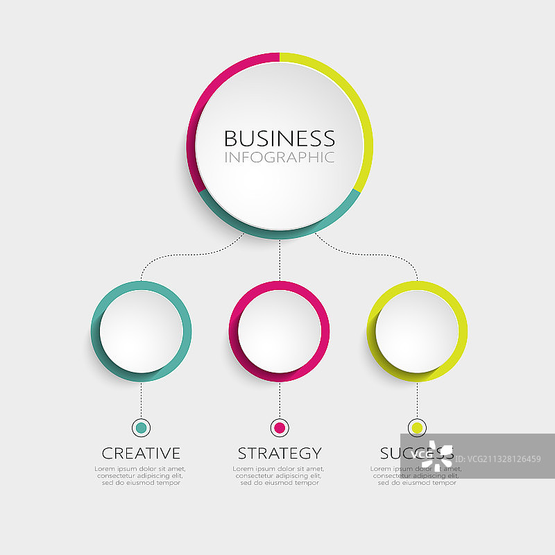 具有3个步骤的抽象3D信息图模板图片素材