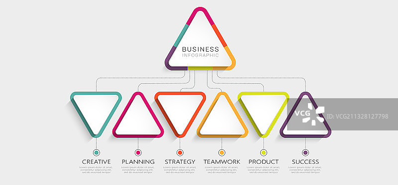 带有6个步骤的抽象3D信息图模板图片素材