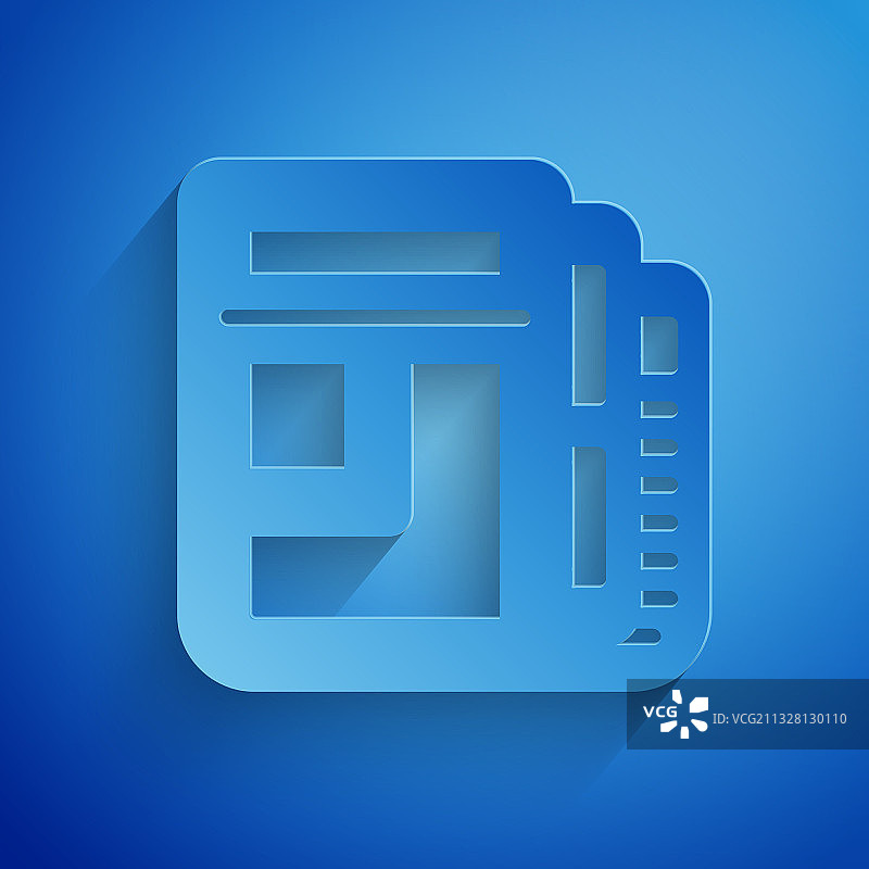 蓝色背景上的剪纸股市新闻图标图片素材