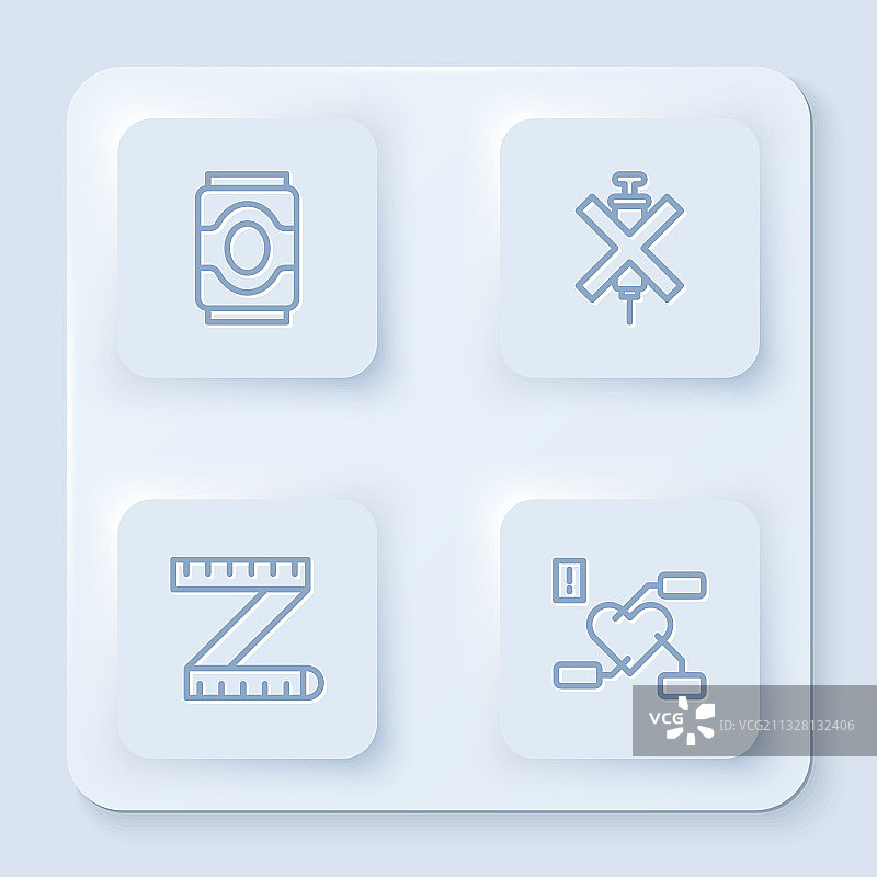 苏打罐反兴奋剂注射器卷尺线条组合图片素材