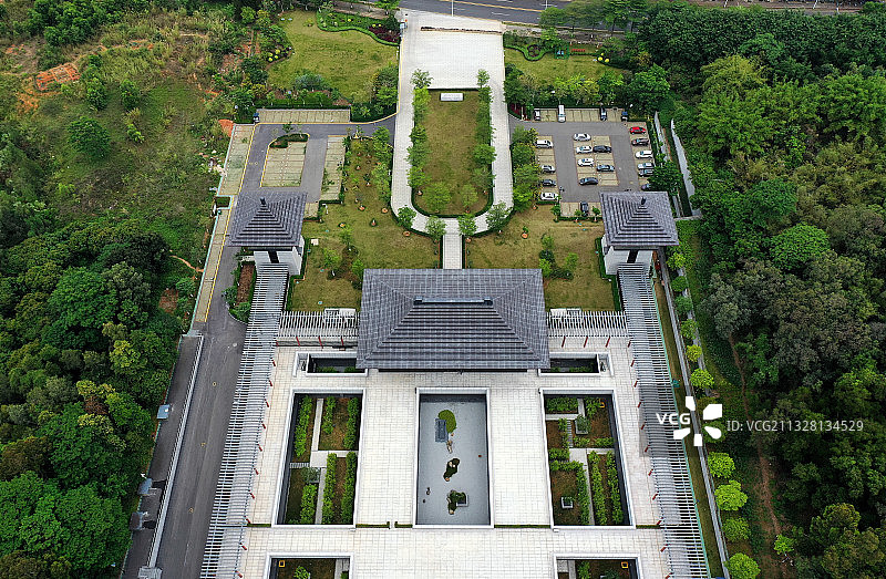 广东省广州市番禺区广州大学城南汉二陵博物馆航拍图片素材