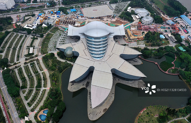 广东省广州市番禺区广东科学中心航拍图片素材