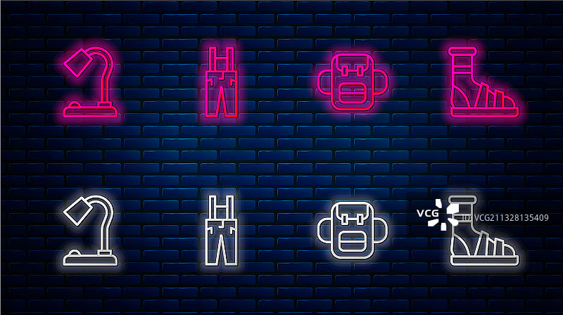 线条图标集：背带裤、书包图片素材