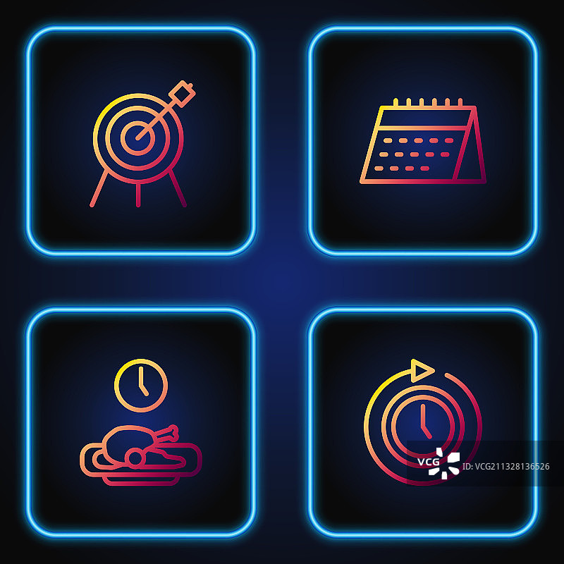 带箭头的时钟、食物时间与运动目标图片素材