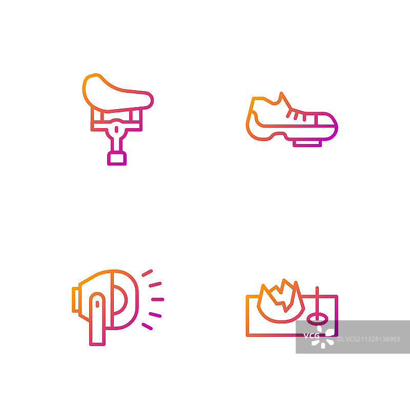 街道自行车、坡道和头灯坐垫轮廓组合图片素材