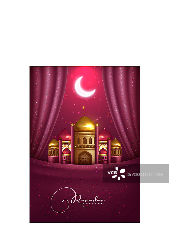 斋月设计：清真寺和灯笼背景图片素材