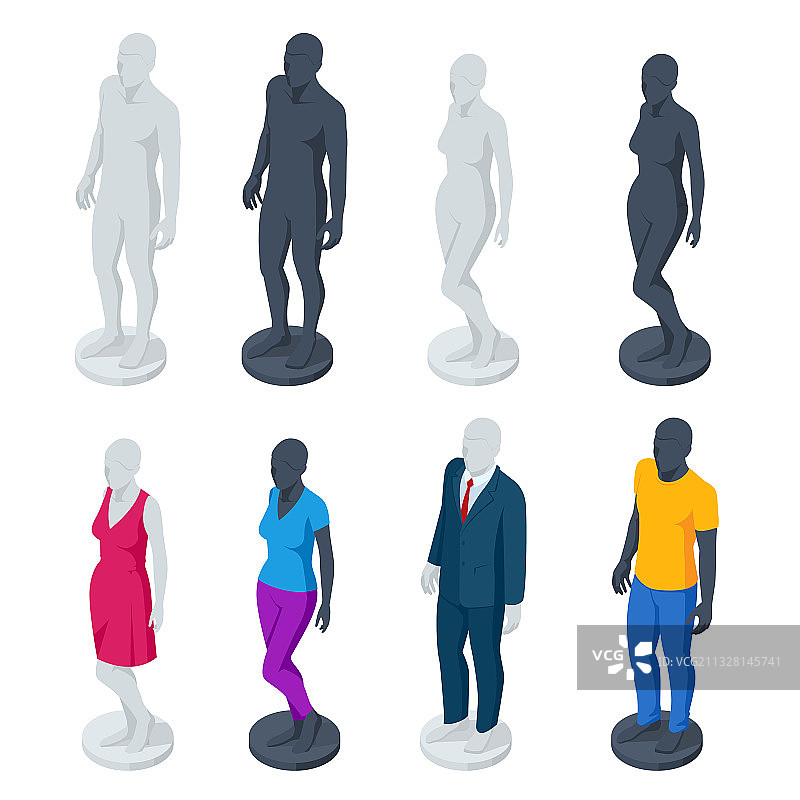 2.5D可调节男女模特图片素材