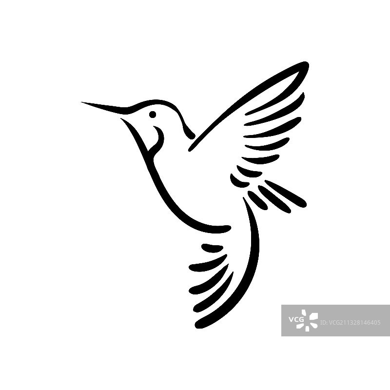 蜂鸟飞行线性风格标志图片素材