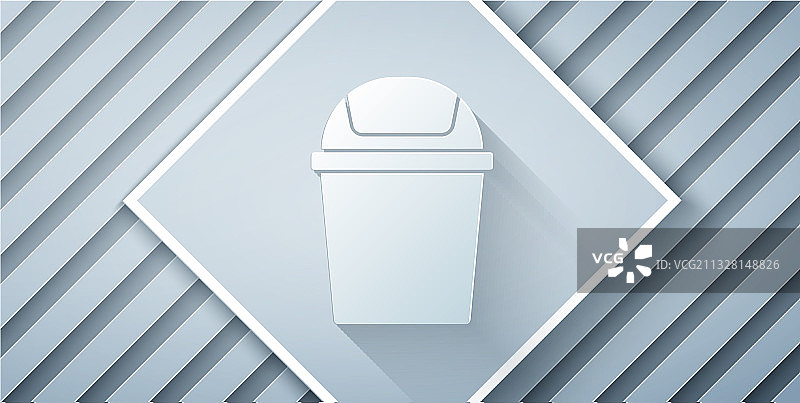 剪纸垃圾桶图标，灰色背景图片素材