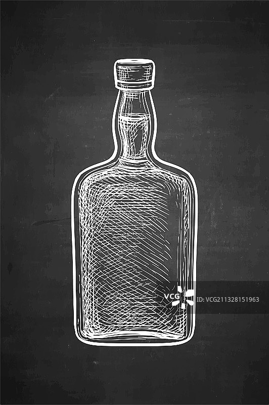 威士忌瓶墨水素描图片素材