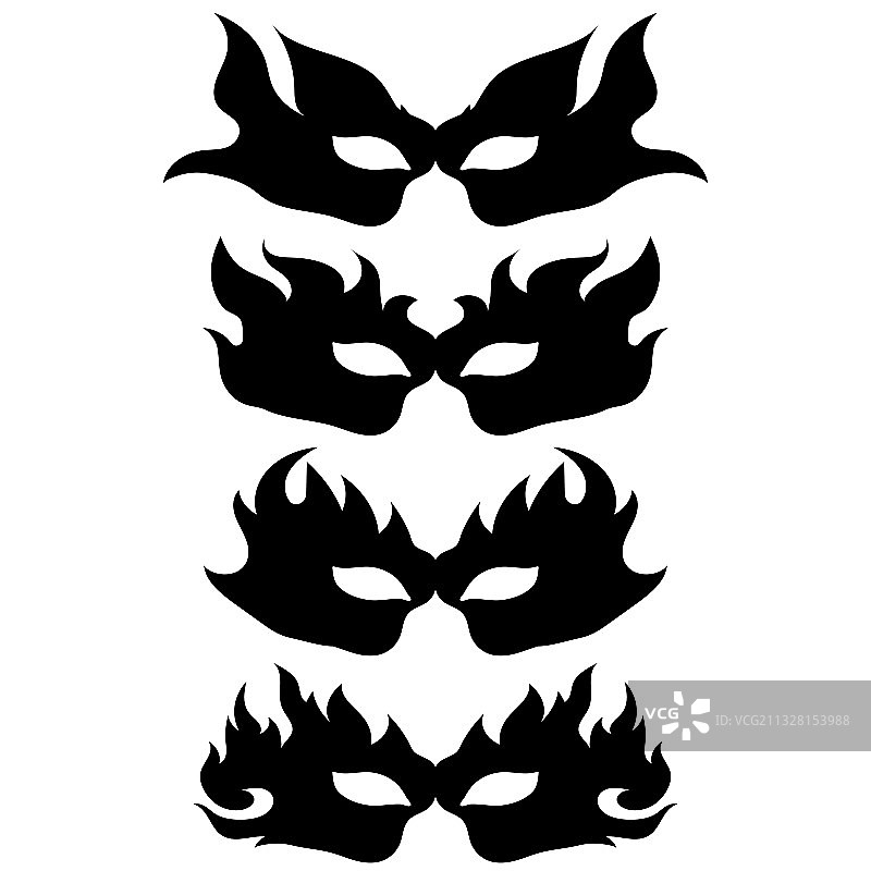 白色背景上的一组面具图标图片素材