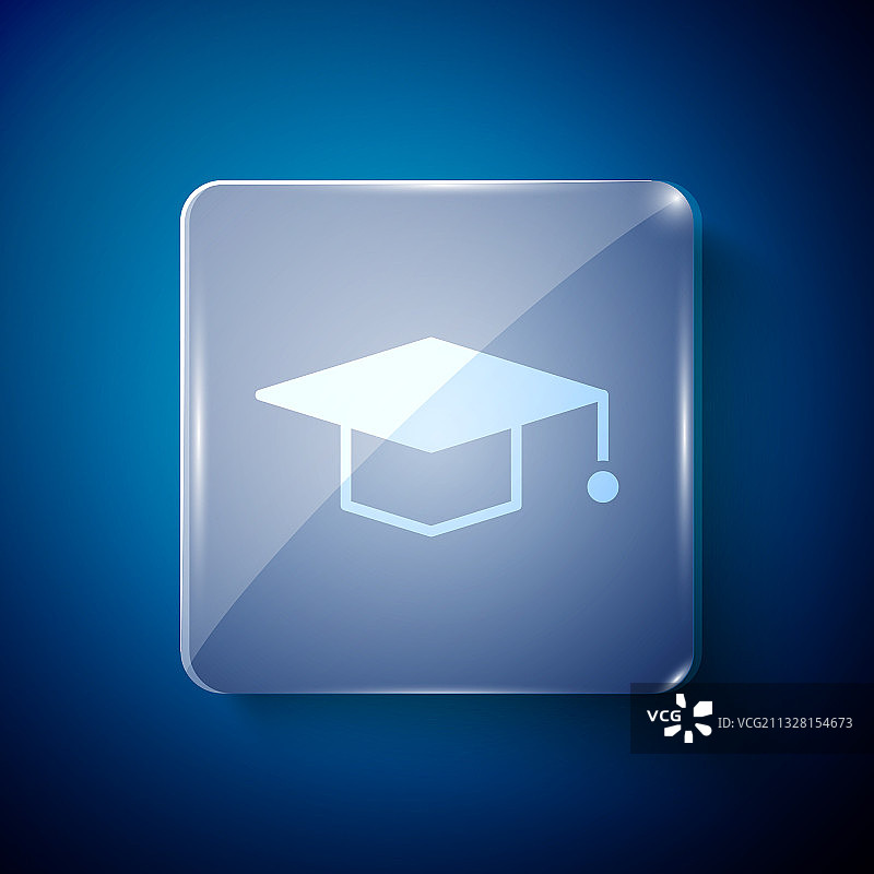 蓝色背景上的白色毕业帽图标图片素材