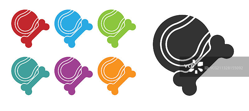 黑色宠物玩具骨头橡胶和球形图标图片素材