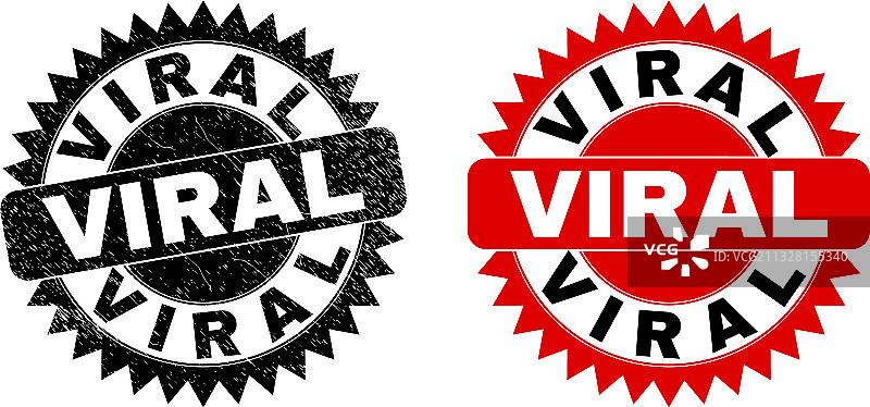 带Grunge纹理的病毒式黑色花结印章图片素材