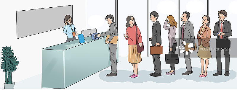 上班族早晨打卡办公室氛围开会讨论会议插画图片素材